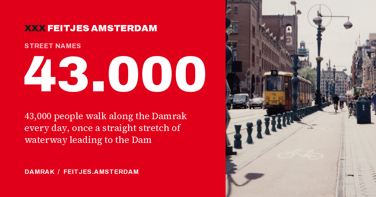 43.000: 43,000 people walk along the Damrak every day, once a straight stretch of waterway leading to the Dam