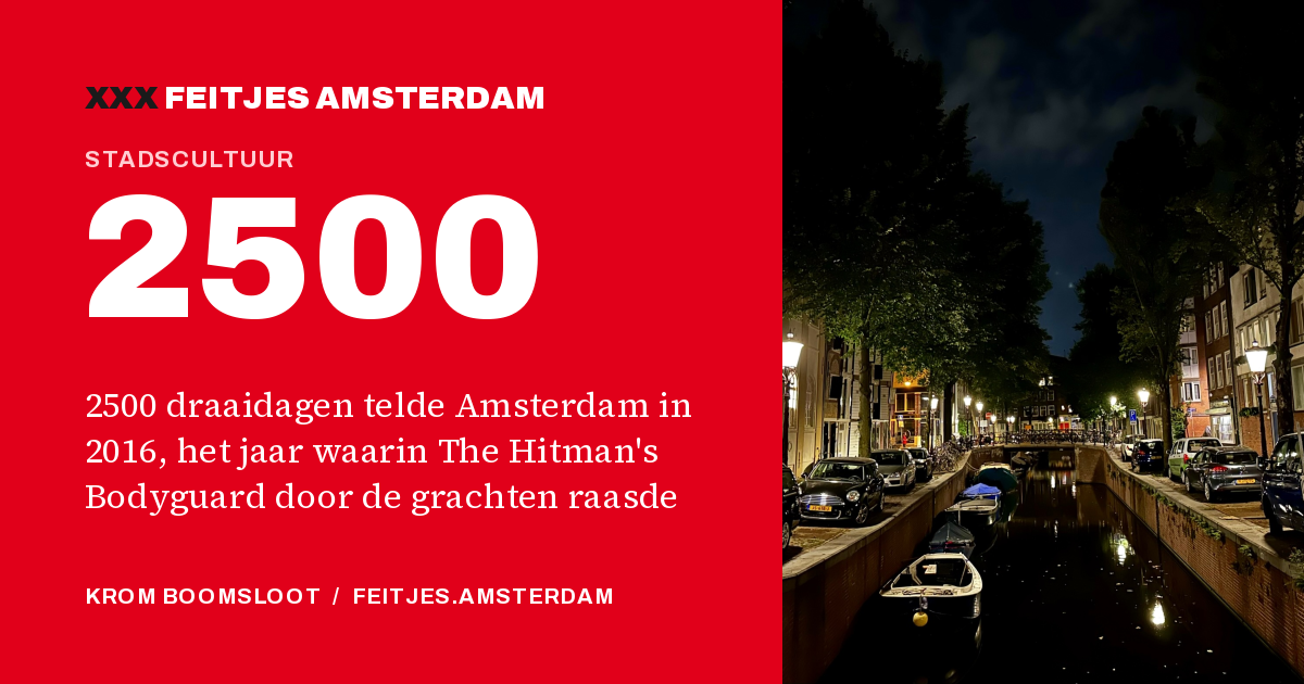 2500: 2500 draaidagen telde Amsterdam in 2016, het jaar waarin The Hitman's Bodyguard door de grachten raasde
